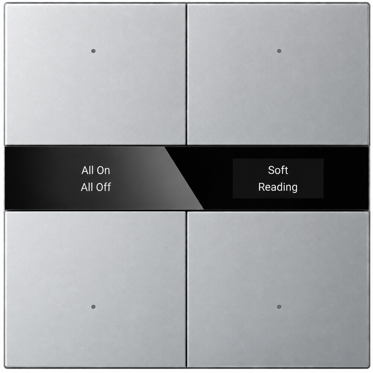 KNX S-series Push Button Sensor Display & Secure, 2-Gang - Mirror Glass Display – silver finish