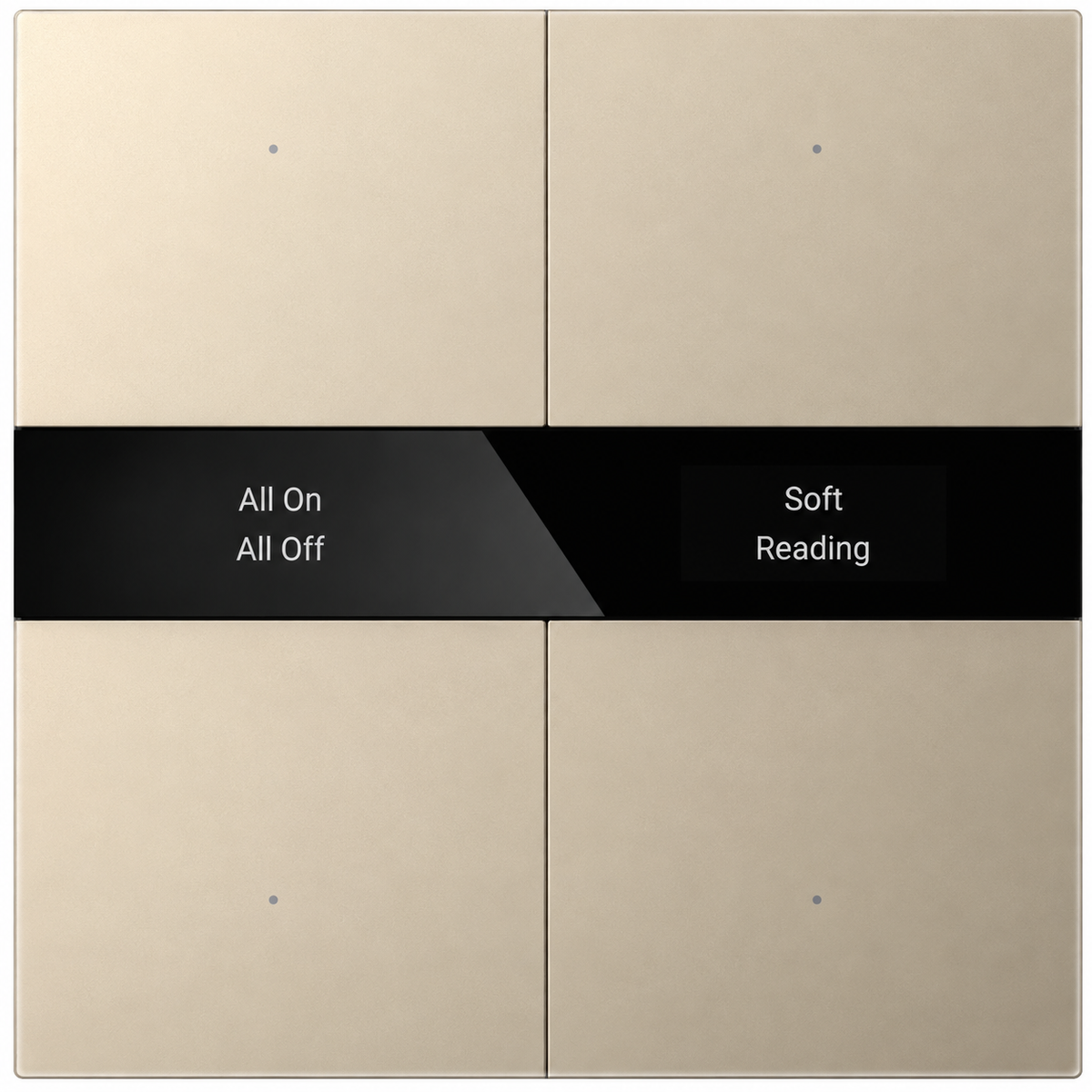 KNX S-series Push Button Sensor Display & Secure, 2-Gang - Mirror Glass Display – gold finish