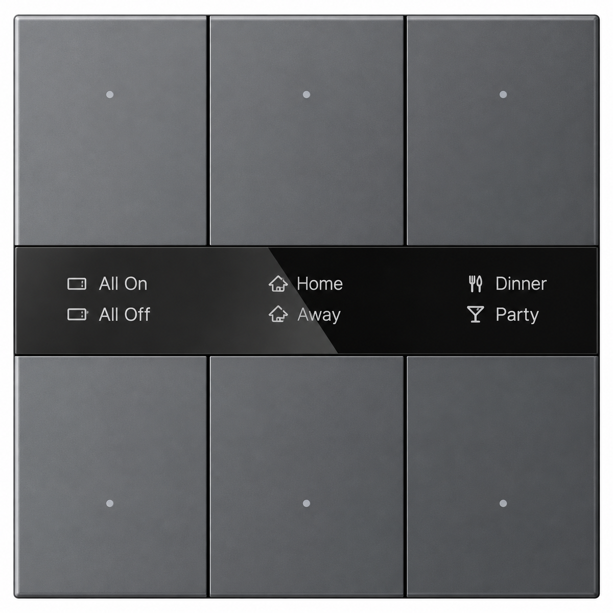 KNX S-series Push Button Sensor Display & Secure, 3-Gang - Mirror Glass Display – grey finish