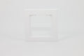 White single-gang frame for a 55 mm KNX wall control – front view