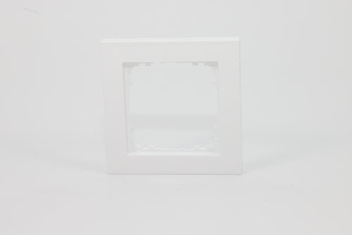 White single-gang frame for a 55 mm KNX wall control – front view